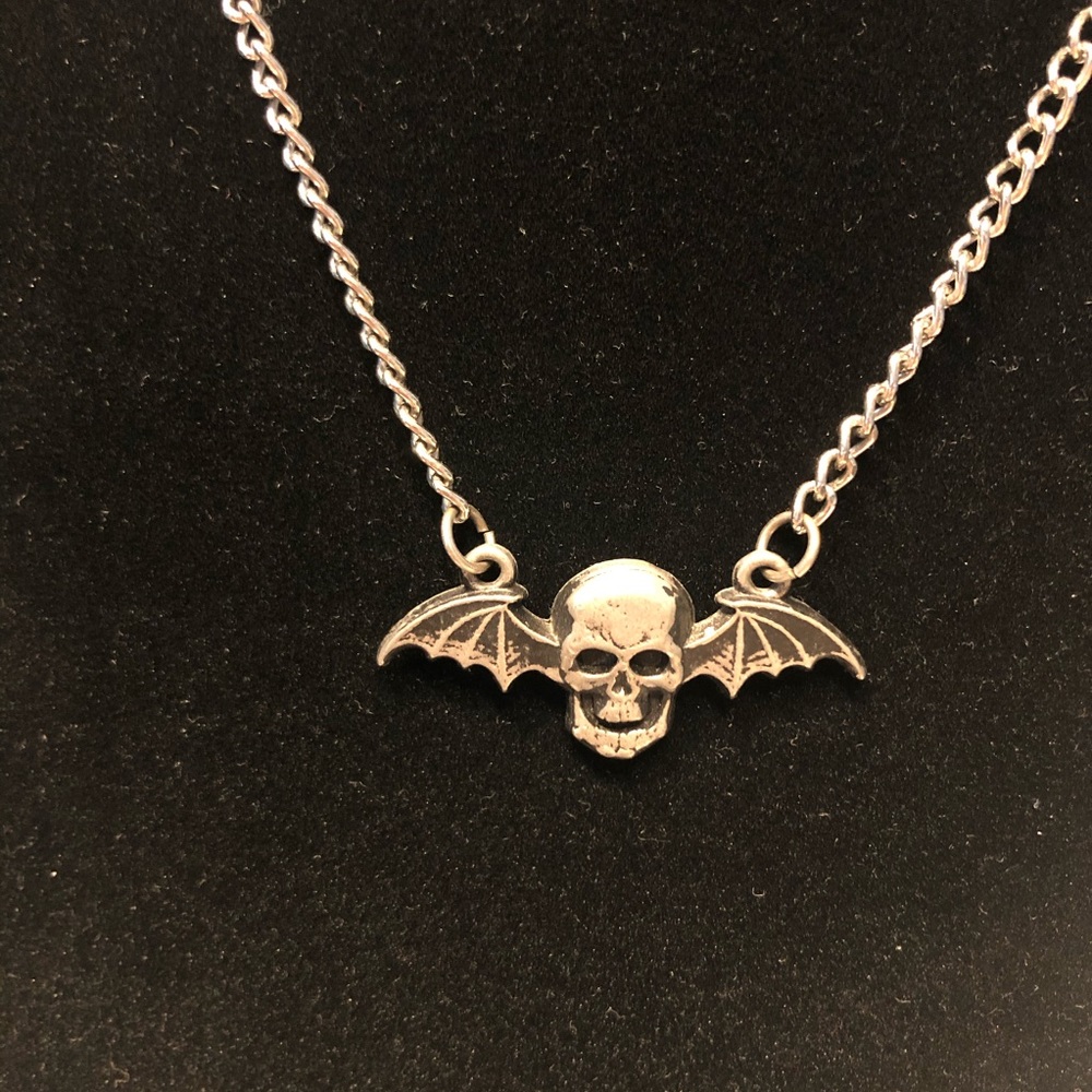 Skull bat necklace Halloween Goth